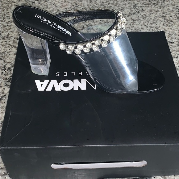 Clear & Black Slip On Heel - Picture 2 of 4